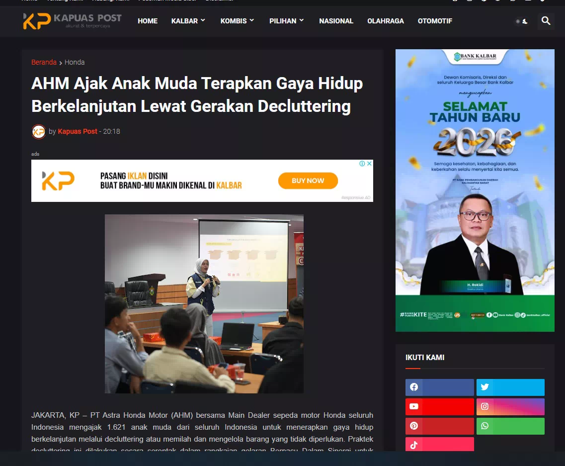 AHM Ajak Anak Muda Terapkan Gaya Hidup Berkelanjutan Lewat Gerakan Decluttering