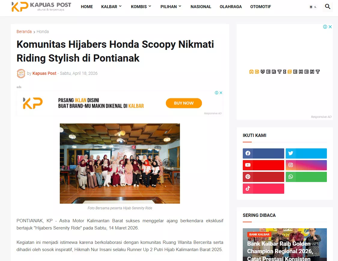 Komunitas Hijabers Honda Scoopy Nikmati Riding Stylish di Pontianak