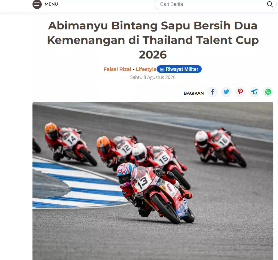 Abimanyu Bintang Sapu Bersih Dua Kemenangan di Thailand Talent Cup 2026