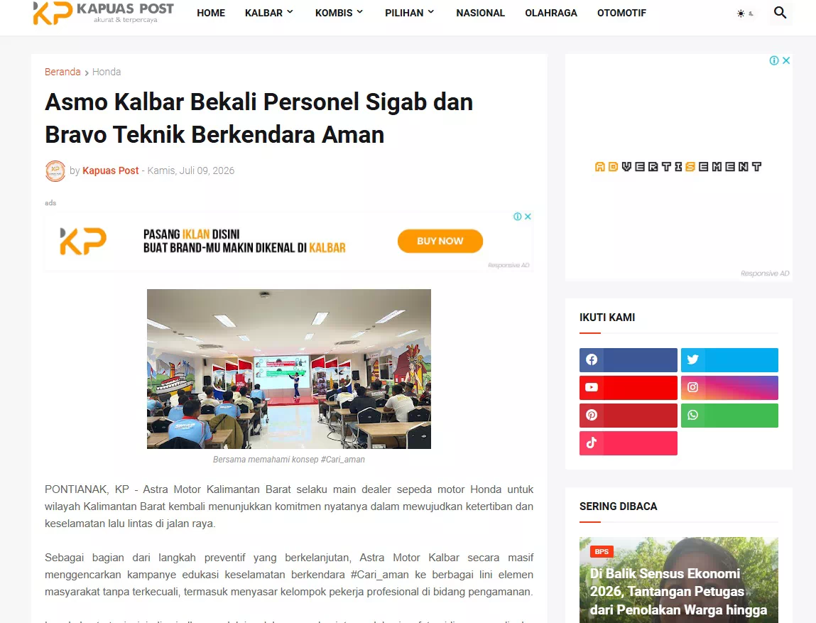 Asmo Kalbar Bekali Personel Sigab dan Bravo Teknik Berkendara Aman