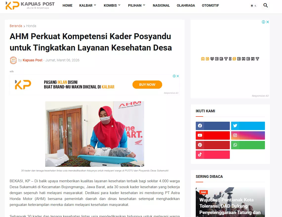 AHM Perkuat Kompetensi Kader Posyandu untuk Tingkatkan Layanan Kesehatan Desa