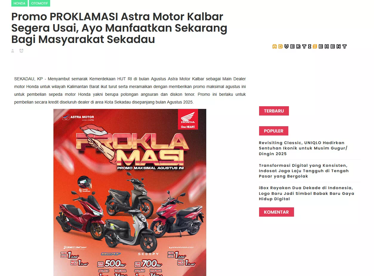 Promo PROKLAMASI Astra Motor Kalbar Segera Usai, Ayo Manfaatkan Sekarang Bagi Masyarakat Sekadau