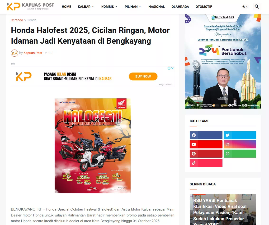 Honda Halofest 2025, Cicilan Ringan, Motor Idaman Jadi Kenyataan di Bengkayang