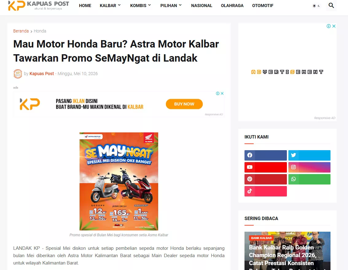 Mau Motor Honda Baru? Astra Motor Kalbar Tawarkan Promo SeMayNgat di Landak
