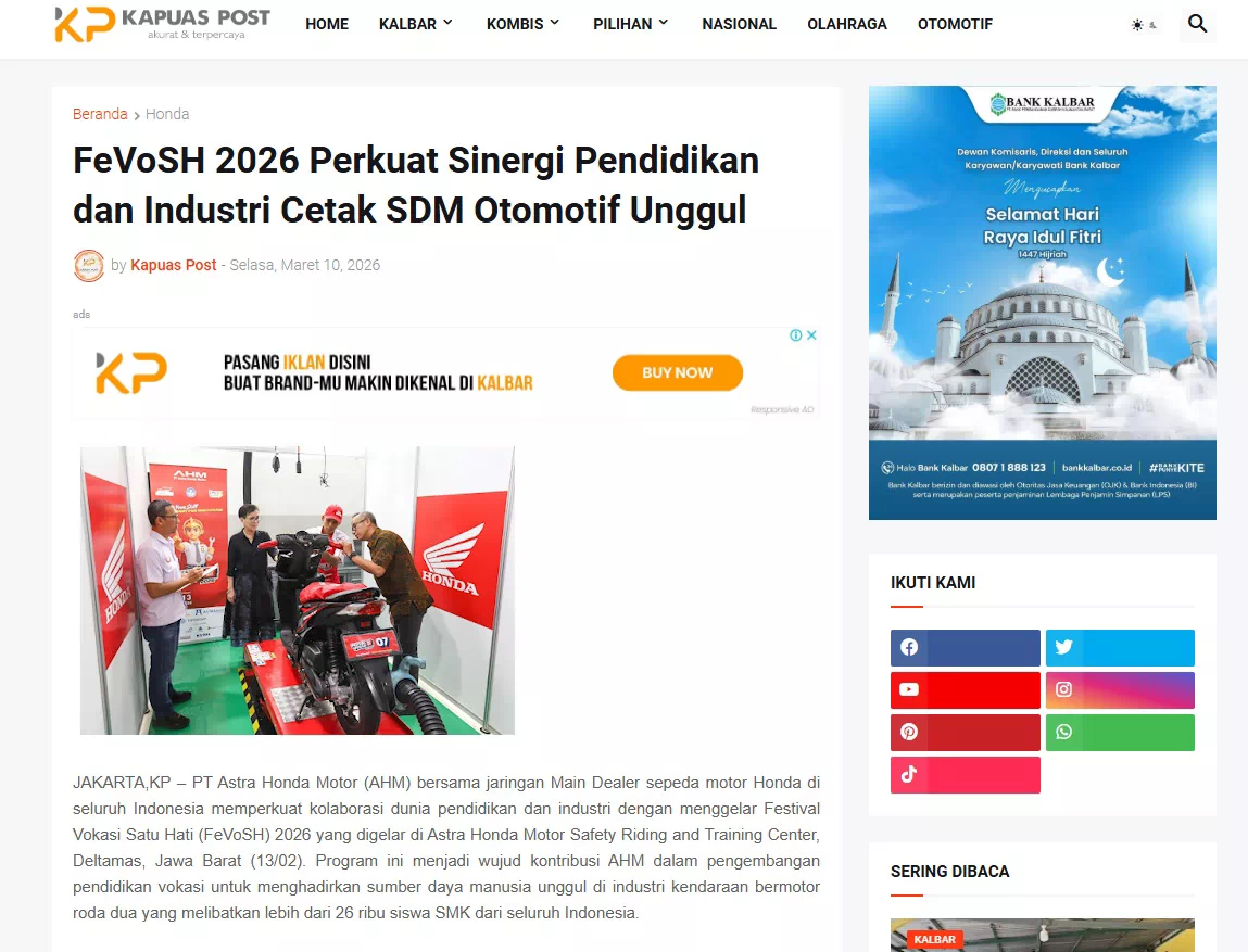 FeVoSH 2026 Perkuat Sinergi Pendidikan dan Industri Cetak SDM Otomotif Unggul