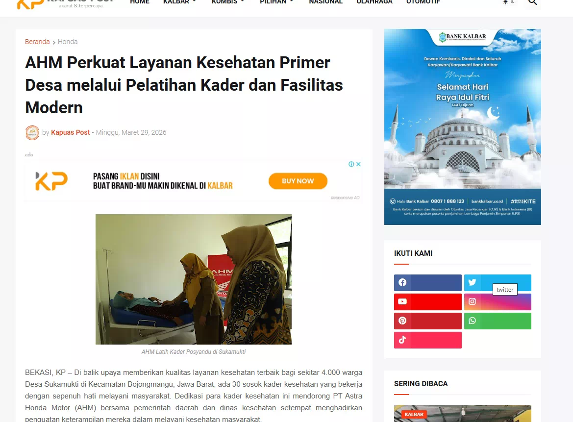 AHM Perkuat Layanan Kesehatan Primer Desa melalui Pelatihan Kader dan Fasilitas Modern