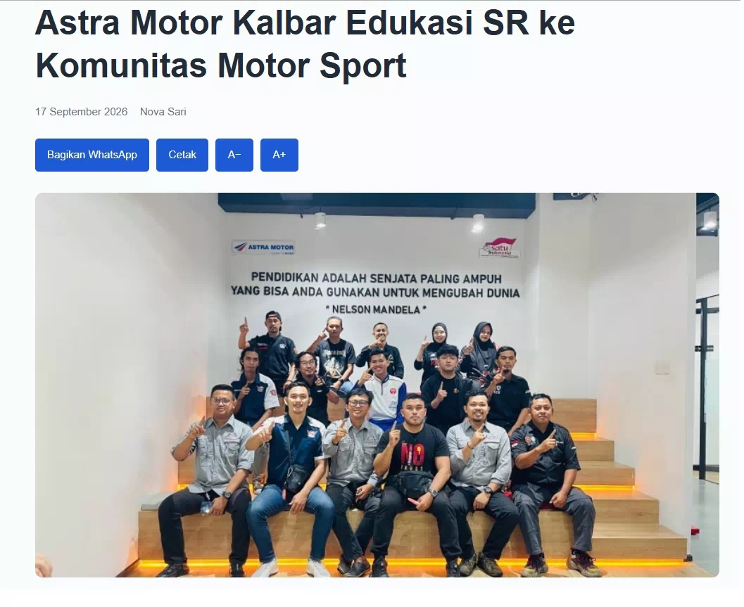 Astra Motor Kalbar Edukasi SR ke Komunitas Motor Sport