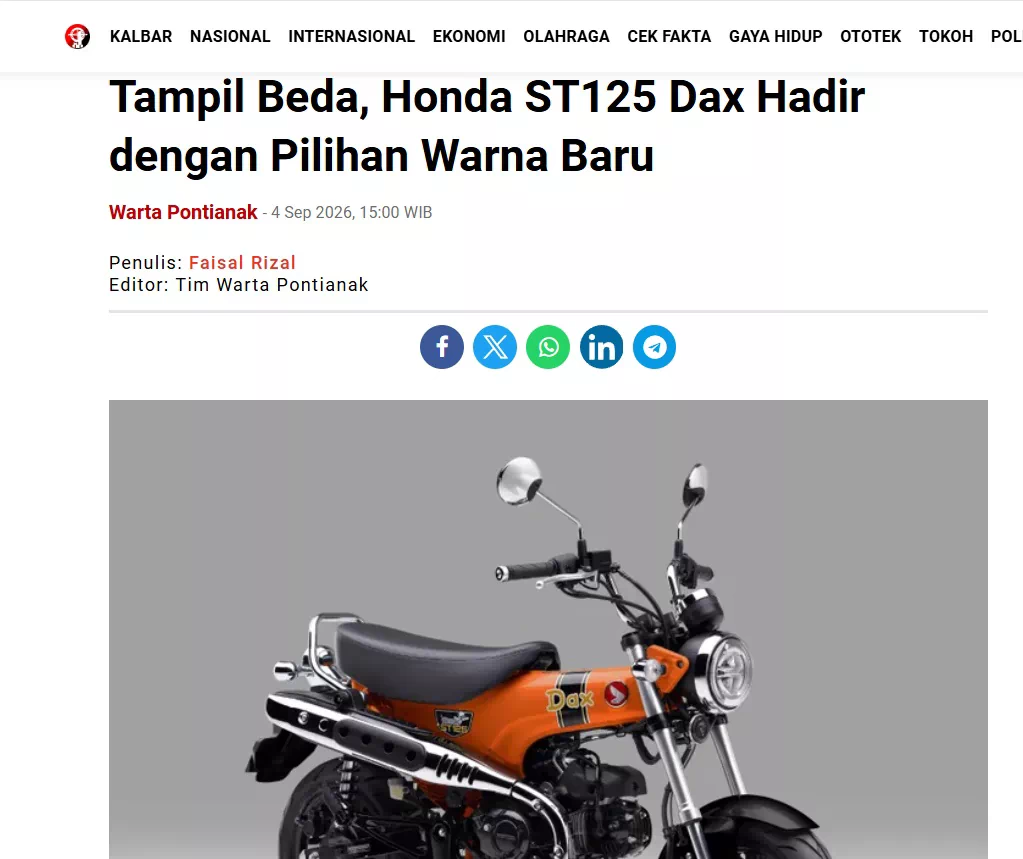 Tampil Beda, Honda ST125 Dax Hadir dengan Pilihan Warna Baru