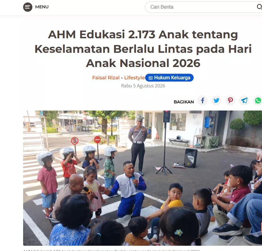 AHM Edukasi 2.173 Anak tentang Keselamatan Berlalu Lintas pada Hari Anak Nasional 2026