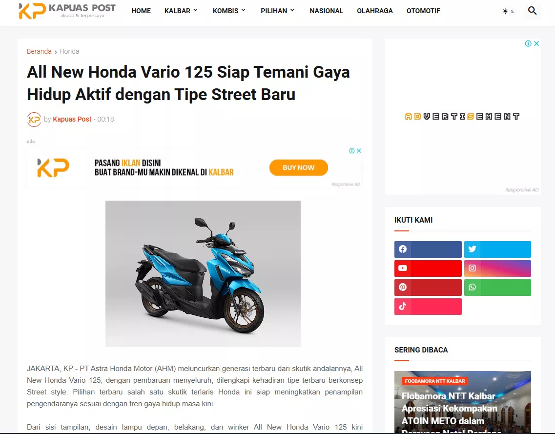 All New Honda Vario 125 Siap Temani Gaya Hidup Aktif dengan Tipe Street Baru
