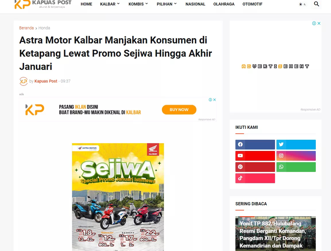 Astra Motor Kalbar Manjakan Konsumen di Ketapang Lewat Promo Sejiwa Hingga Akhir Januari