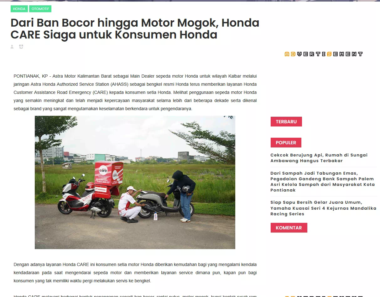 Dari Ban Bocor hingga Motor Mogok, Honda CARE Siaga untuk Konsumen Honda