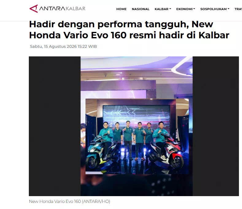 Hadir dengan performa tangguh, New Honda Vario Evo 160 resmi hadir di Kalbar