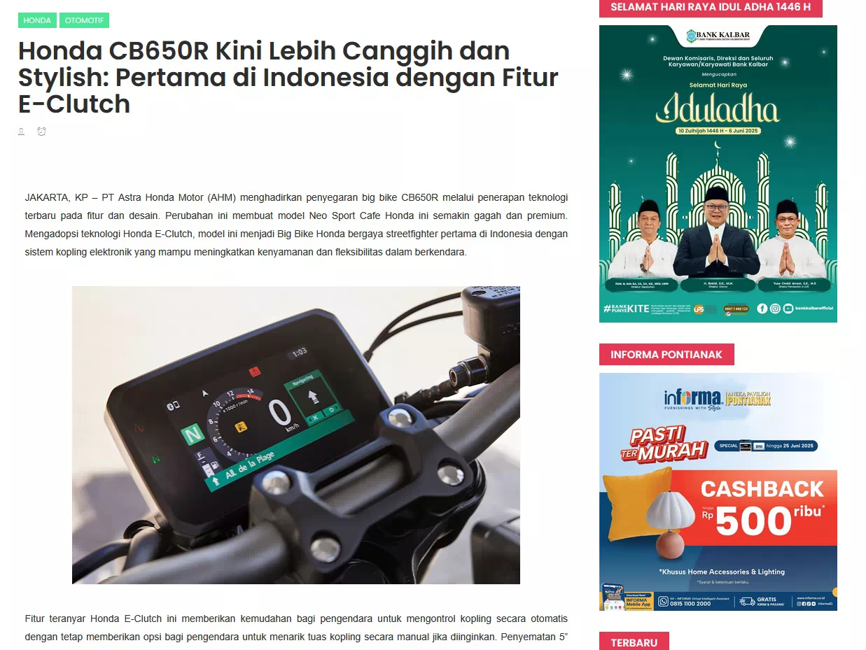 Honda CB650R Kini Lebih Canggih dan Stylish: Pertama di Indonesia dengan Fitur E-Clutch