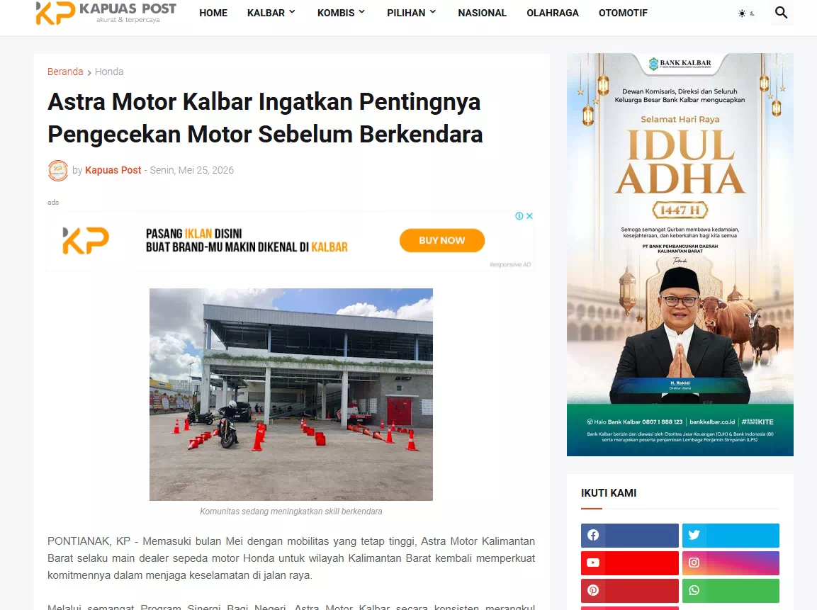Astra Motor Kalbar Ingatkan Pentingnya Pengecekan Motor Sebelum Berkendara