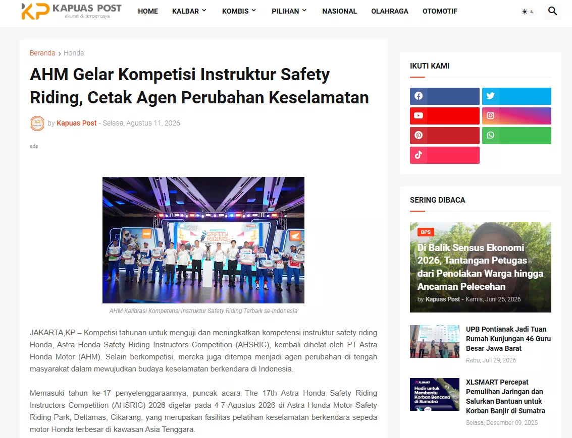 AHM Gelar Kompetisi Instruktur Safety Riding, Cetak Agen Perubahan Keselamatan