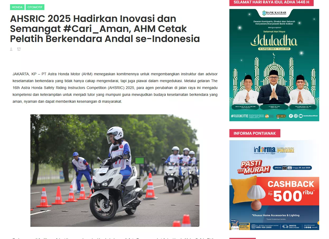 AHSRIC 2025 Hadirkan Inovasi dan Semangat #Cari_Aman, AHM Cetak Pelatih Berkendara Andal se-Indonesia