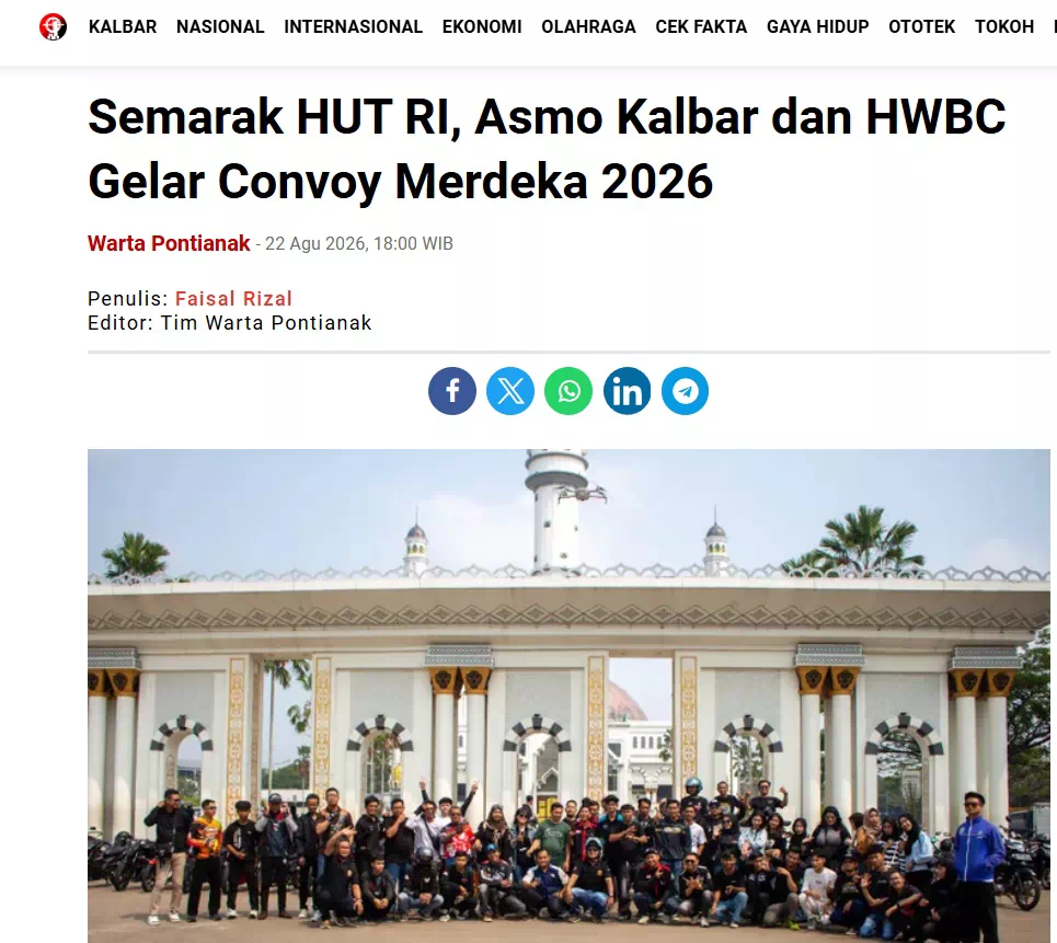 Semarak HUT RI, Asmo Kalbar dan HWBC Gelar Convoy Merdeka 2026