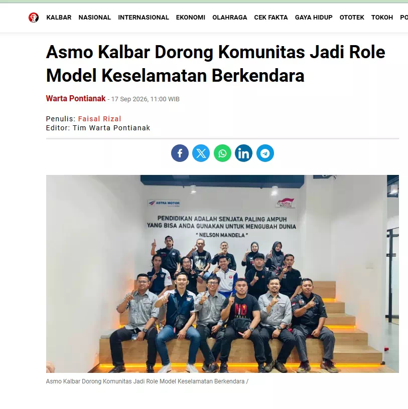 Asmo Kalbar Dorong Komunitas Jadi Role Model Keselamatan Berkendara