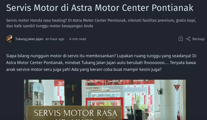 Servis Motor di Astra Motor Center Pontianak