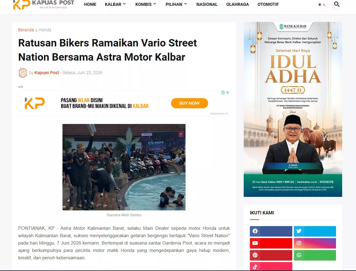 Ratusan Bikers Ramaikan Vario Street Nation Bersama Astra Motor Kalbar