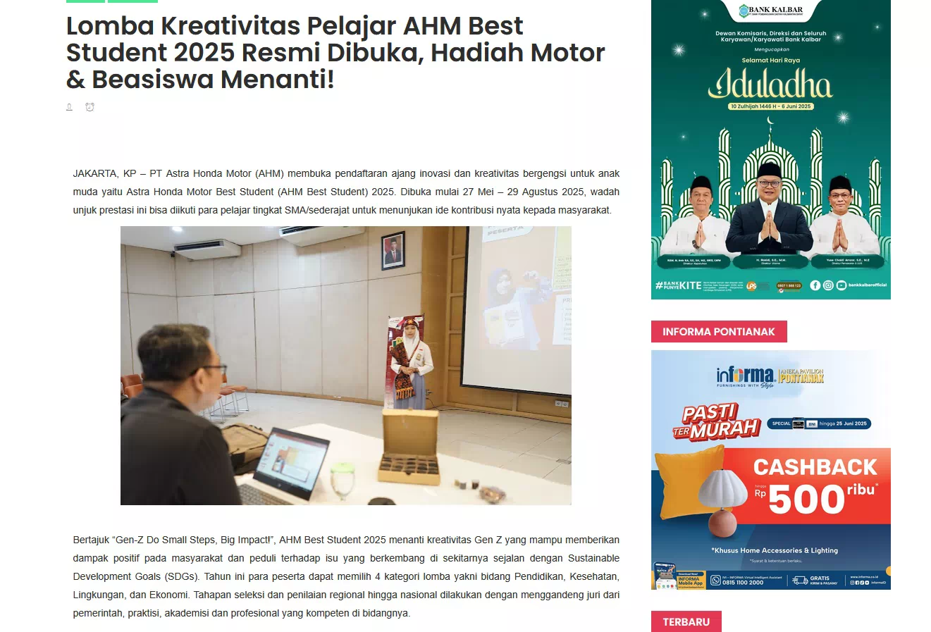 Lomba Kreativitas Pelajar AHM Best Student 2025 Resmi Dibuka, Hadiah Motor &amp; Beasiswa Menanti!