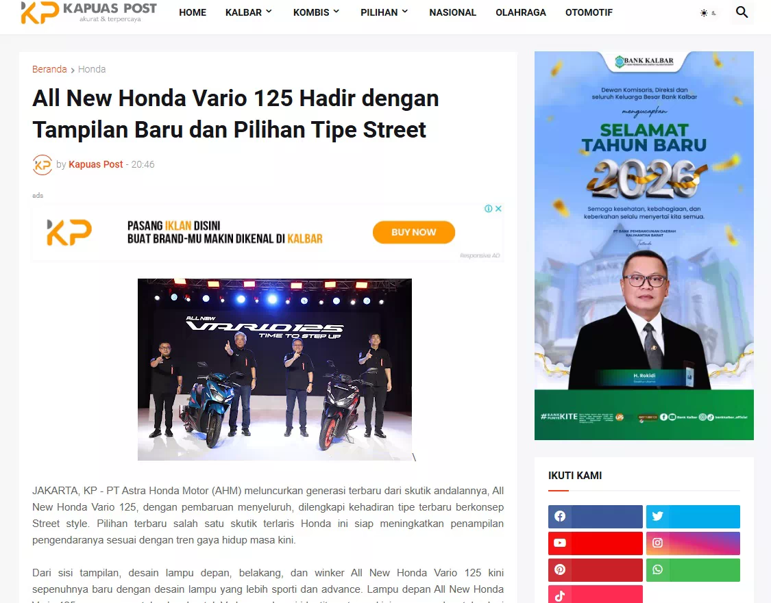 All New Honda Vario 125 Hadir dengan Tampilan Baru dan Pilihan Tipe Street