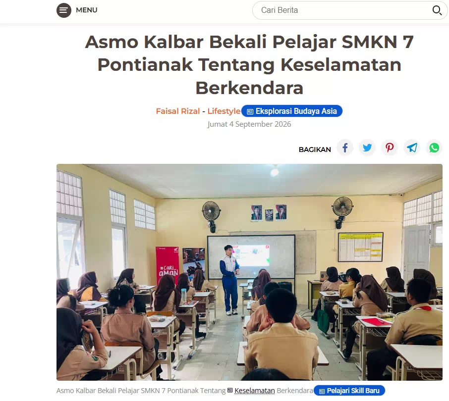 Asmo Kalbar Bekali Pelajar SMKN 7 Pontianak Tentang Keselamatan Berkendara
