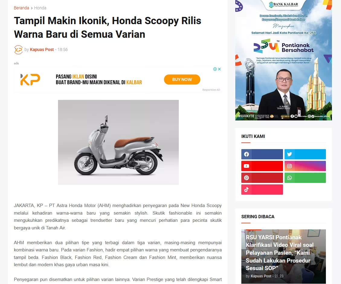 Tampil Makin Ikonik, Honda Scoopy Rilis Warna Baru di Semua Varian