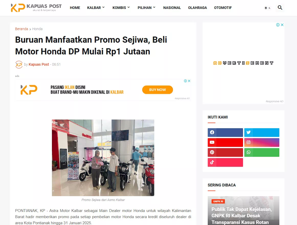 Buruan Manfaatkan Promo Sejiwa, Beli Motor Honda DP Mulai Rp1 Jutaan
