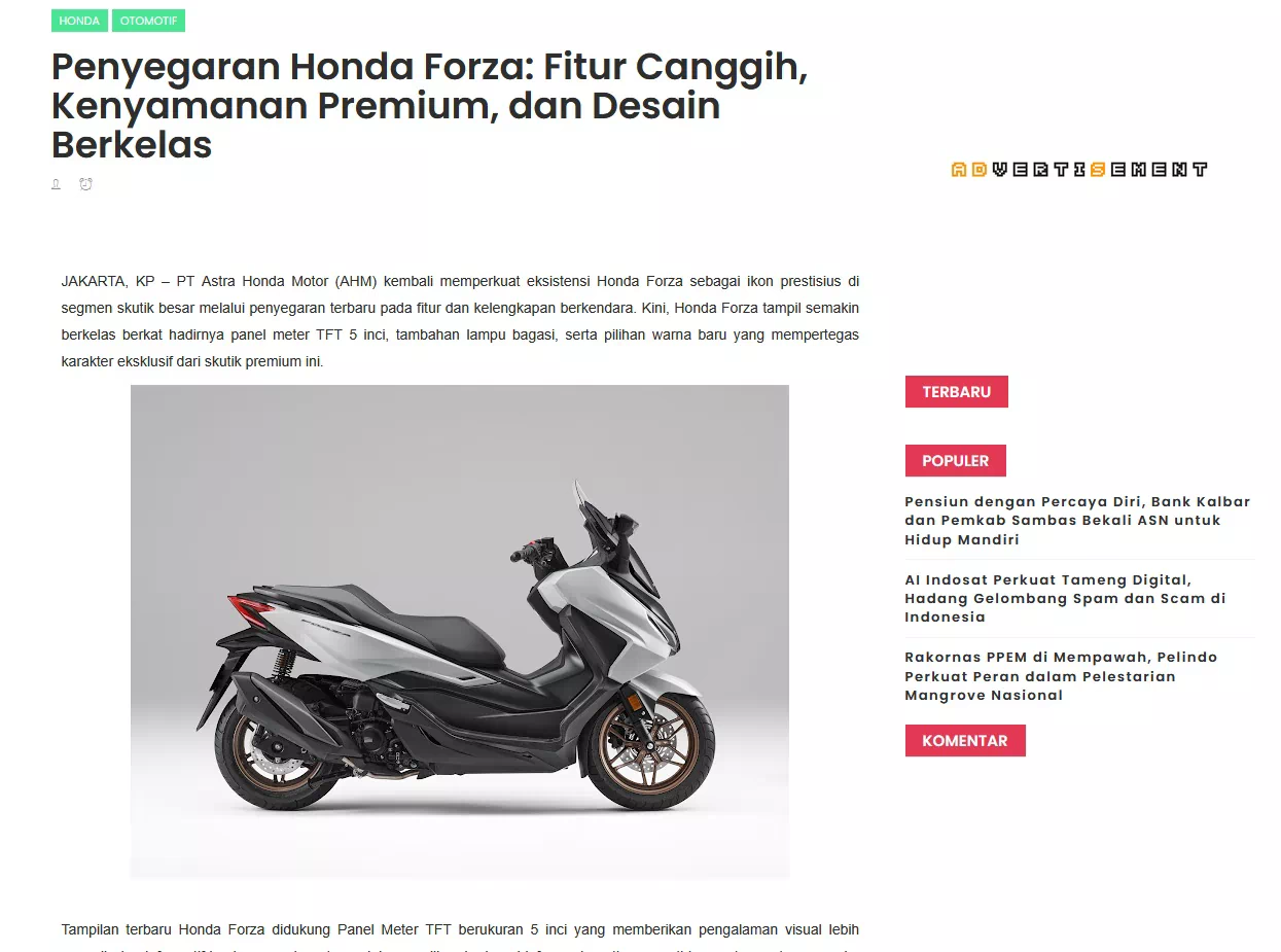 Penyegaran Honda Forza: Fitur Canggih, Kenyamanan Premium, dan Desain Berkelas