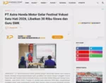 PT Astra Honda Motor Gelar Festival Vokasi Satu Hati 2026, Libatkan 30 Ribu Siswa dan Guru SMK