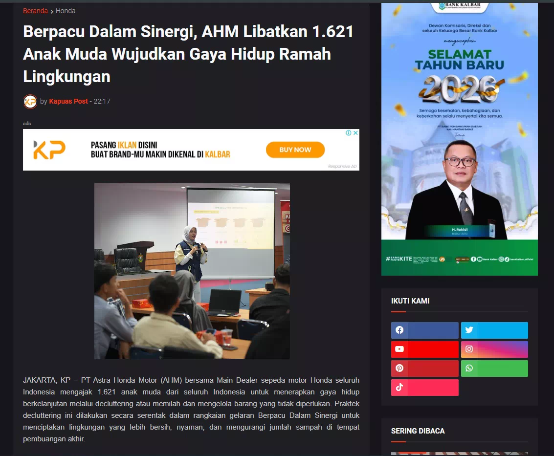 Berpacu Dalam Sinergi, AHM Libatkan 1.621 Anak Muda Wujudkan Gaya Hidup Ramah Lingkungan