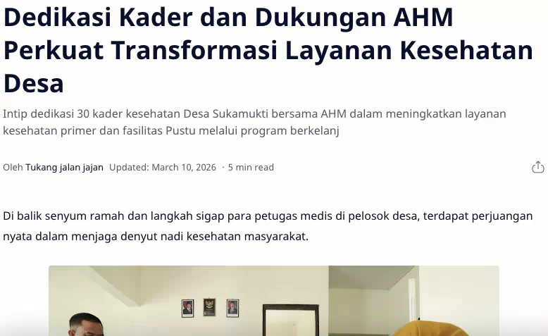 Dedikasi Kader dan Dukungan AHM Perkuat Transformasi Layanan Kesehatan Desa