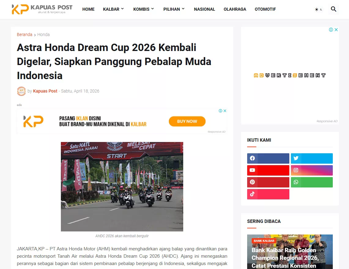 Astra Honda Dream Cup 2026 Kembali Digelar, Siapkan Panggung Pebalap Muda Indonesia