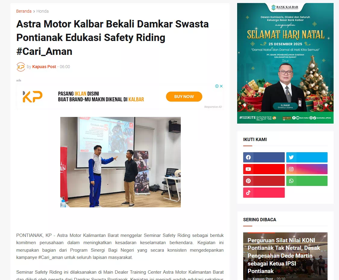 Astra Motor Kalbar Bekali Damkar Swasta Pontianak Edukasi Safety Riding #Cari_Aman