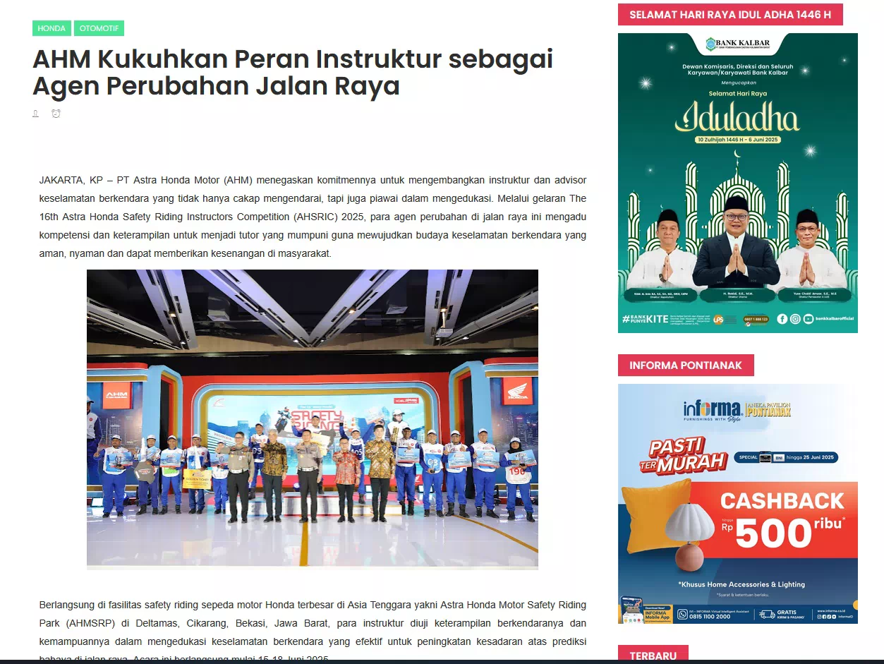 AHM Kukuhkan Peran Instruktur sebagai Agen Perubahan Jalan Raya