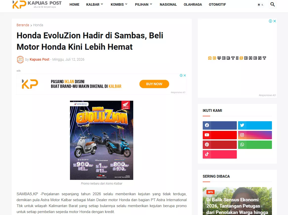 Honda EvoluZion Hadir di Sambas, Beli Motor Honda Kini Lebih Hemat