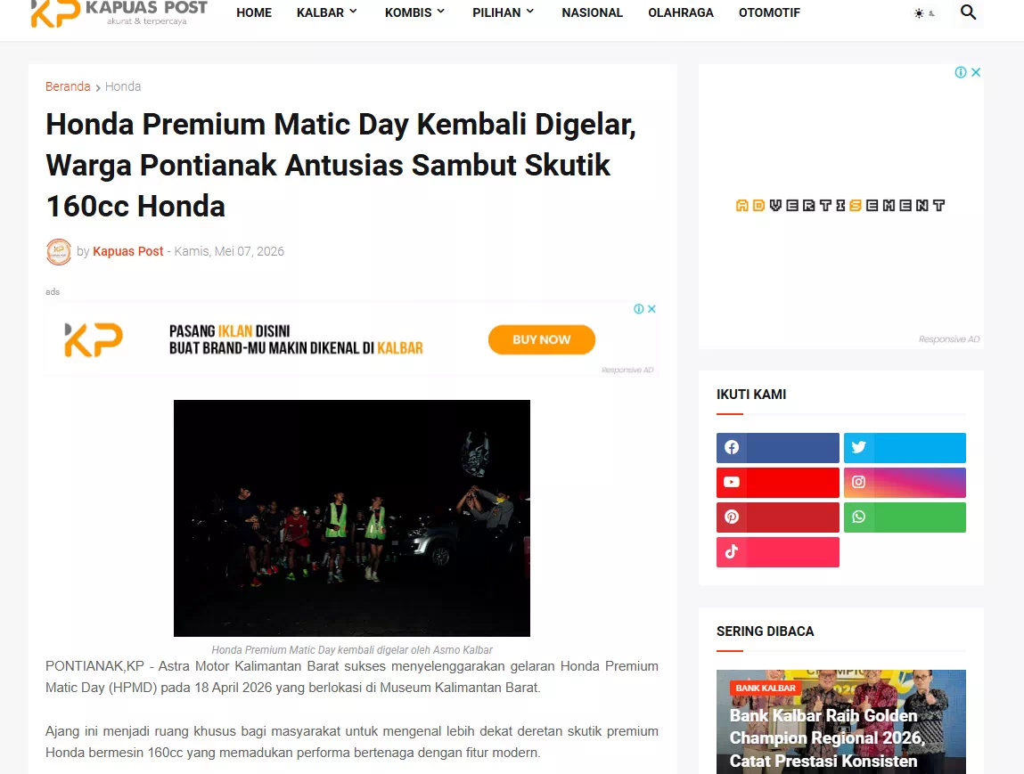Honda Premium Matic Day Kembali Digelar, Warga Pontianak Antusias Sambut Skutik 160cc Honda