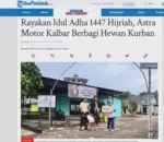Rayakan Idul Adha 1447 Hijriah, Astra Motor Kalbar Berbagi Hewan Kurban