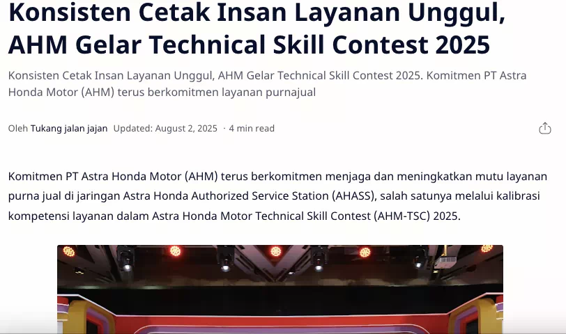 Konsisten Cetak Insan Layanan Unggul, AHM Gelar Technical Skill Contest 2025
