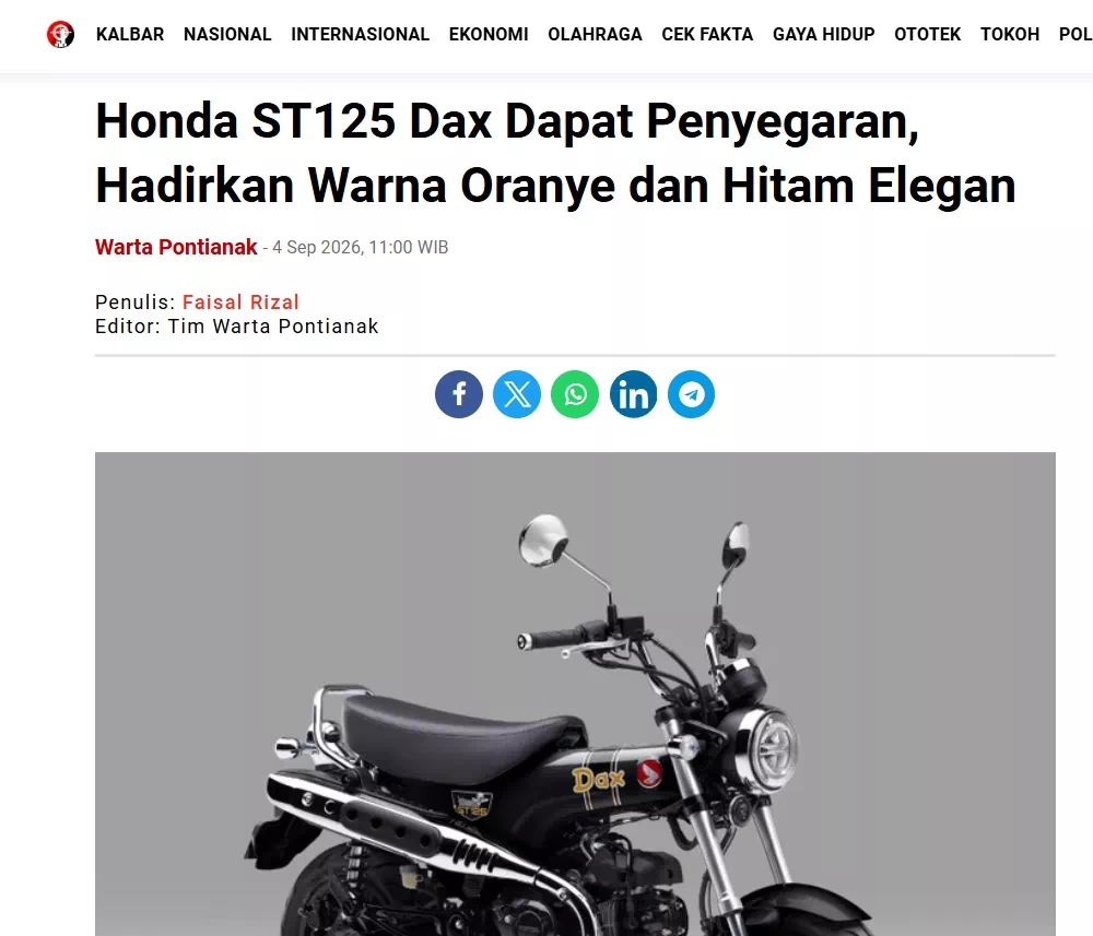 Honda ST125 Dax Dapat Penyegaran, Hadirkan Warna Oranye dan Hitam Elegan