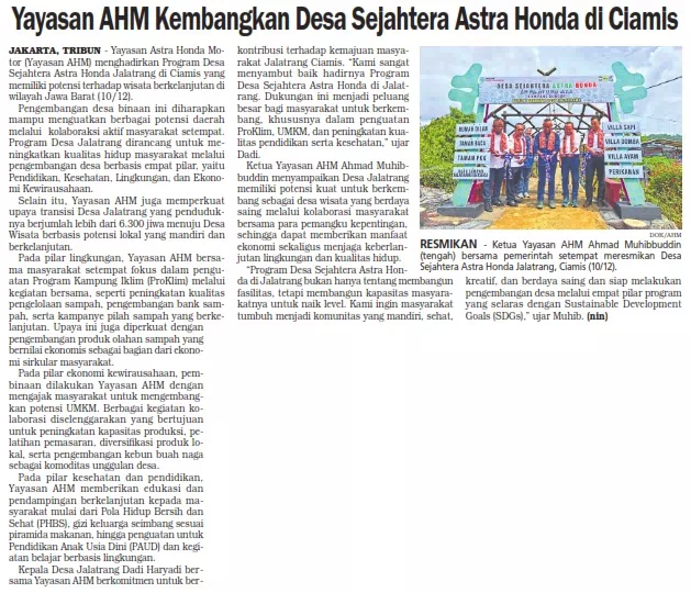 Yayasan AHM Kembangkan Desa Sejahtera Astra Honda di Ciamis
