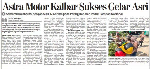 Astra Motor Kalbar Sukses Gelar Asri, Semarak Kolaborasi dengan SDIT Al Karima pada Peringatan Hari Peduli Sampah Nasional