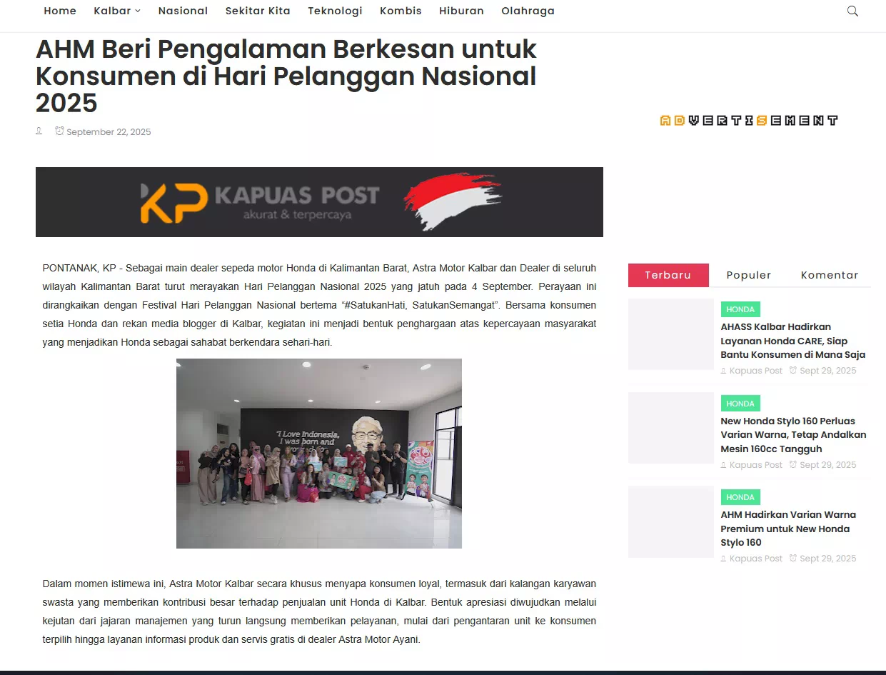 AHM Beri Pengalaman Berkesan untuk Konsumen di Hari Pelanggan Nasional 2025