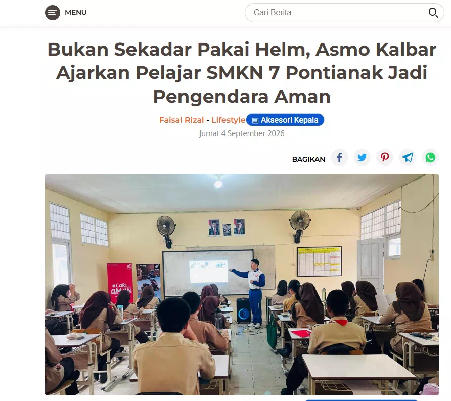 Bukan Sekadar Pakai Helm, Asmo Kalbar Ajarkan Pelajar SMKN 7 Pontianak Jadi Pengendara Aman