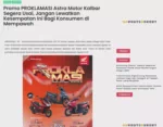 Promo PROKLAMASI Astra Motor Kalbar Segera Usai, Jangan Lewatkan Kesempatan Ini Bagi Konsumen di Mempawah
