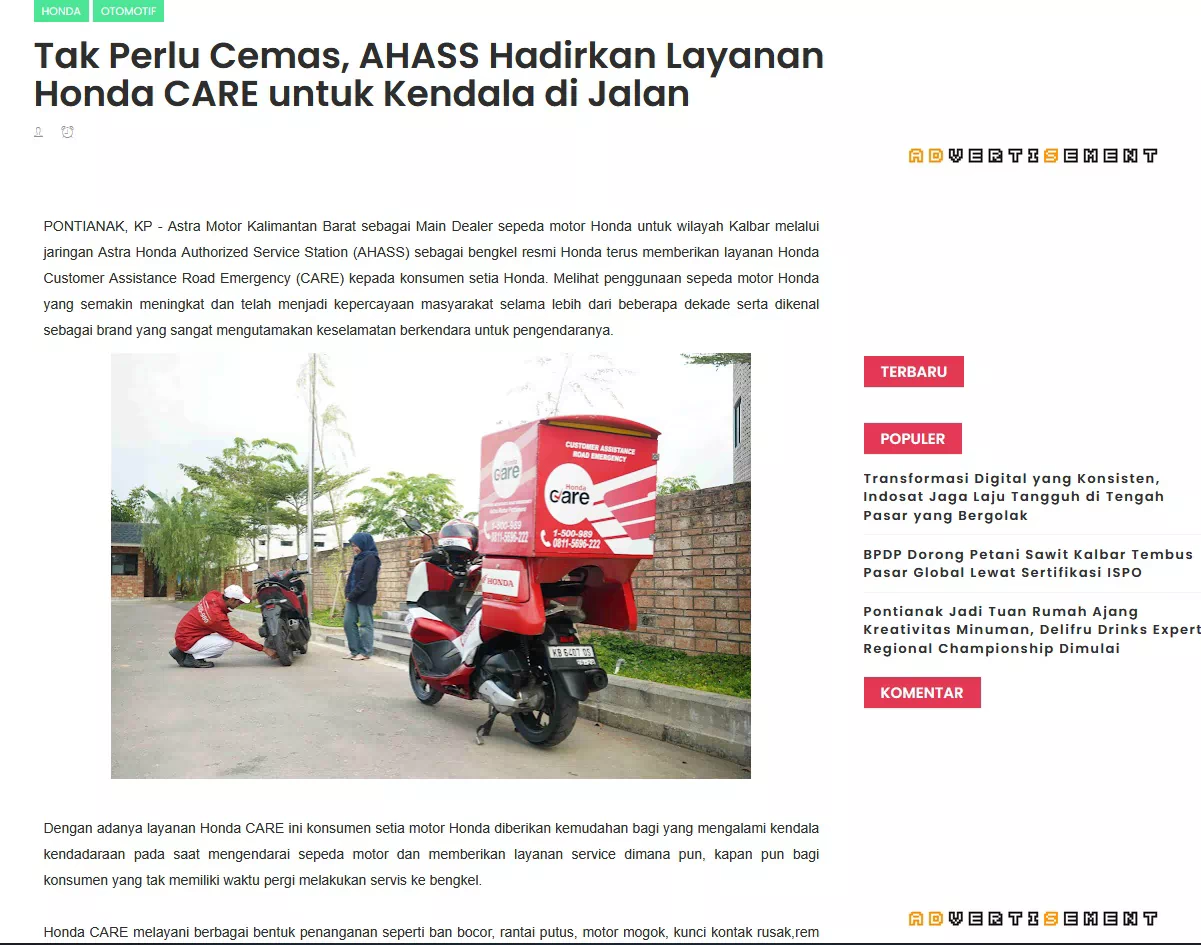 Tak Perlu Cemas, AHASS Hadirkan Layanan Honda CARE untuk Kendala di Jalan