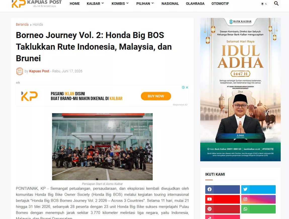 Borneo Journey Vol. 2: Honda Big BOS Taklukkan Rute Indonesia, Malaysia, dan Brunei