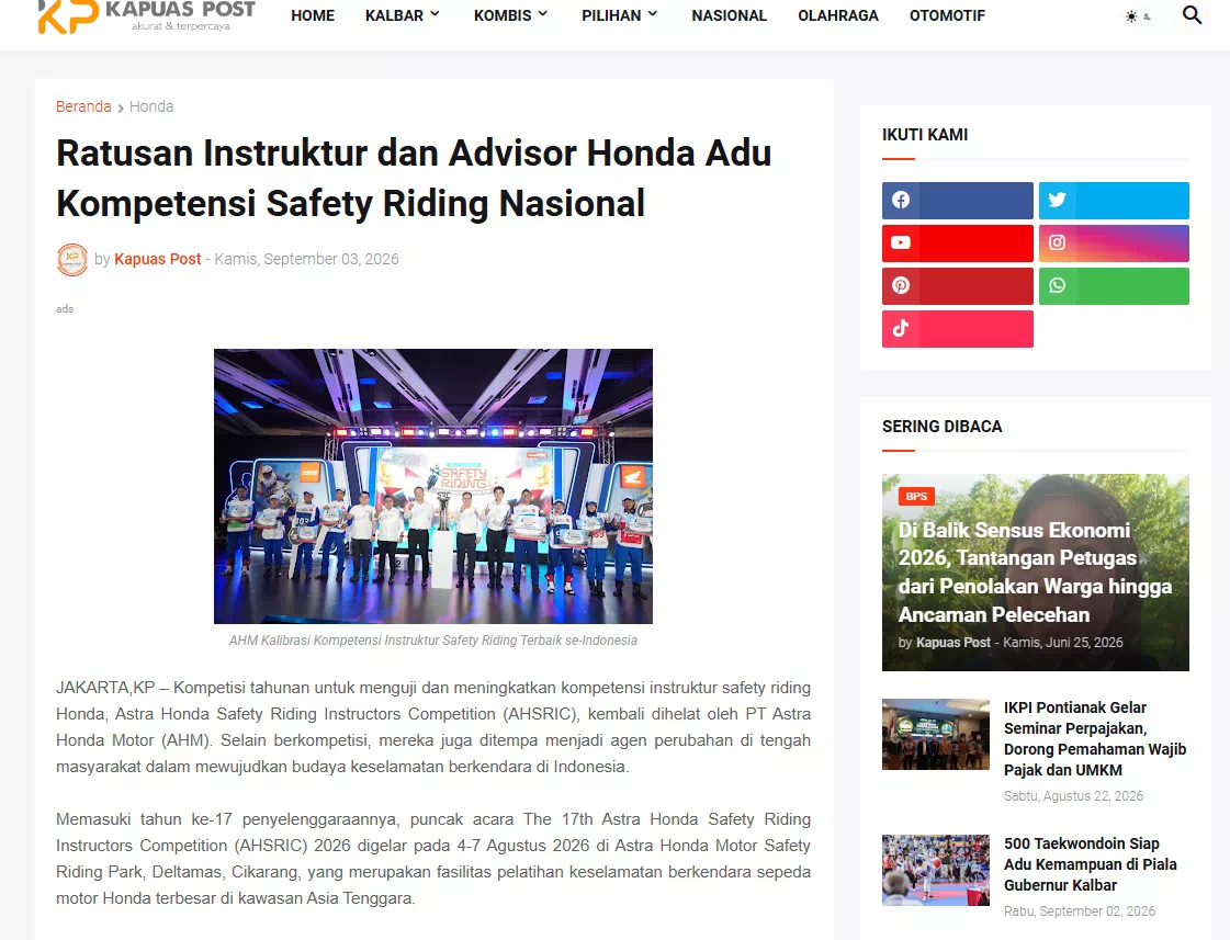 Ratusan Instruktur dan Advisor Honda Adu Kompetensi Safety Riding Nasional